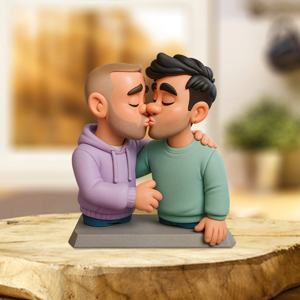 Love Is Love Couple Gift Cartoonish Exaggerated Mascot Style - Personalized LGBT Support Custom Shaped Acrylic Plaque
