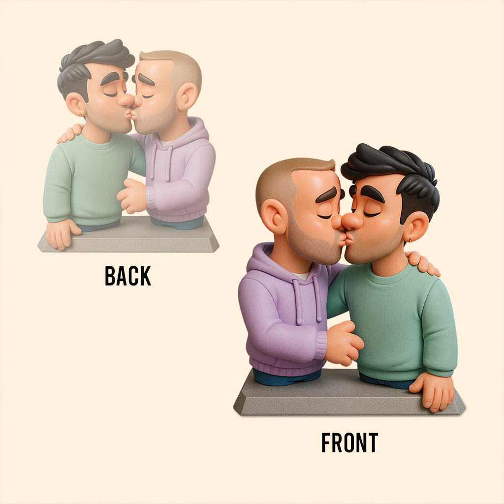 Love Is Love Couple Gift Cartoonish Exaggerated Mascot Style - Personalized LGBT Support Custom Shaped Acrylic Plaque