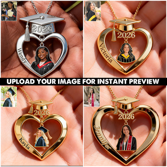 Graduation Class of 2026 - Personalized Graduation Shaped Metal Pendant Necklace