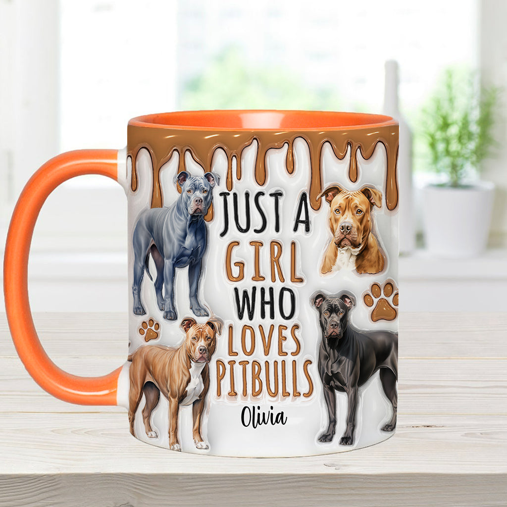 Just A Girl Who Loves Pitbulls - Personalized Pitbull Accent Mug