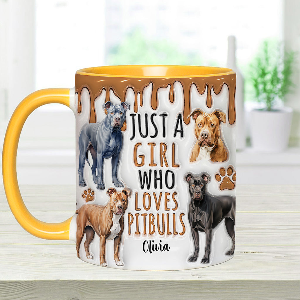 Just A Girl Who Loves Pitbulls - Personalized Pitbull Accent Mug