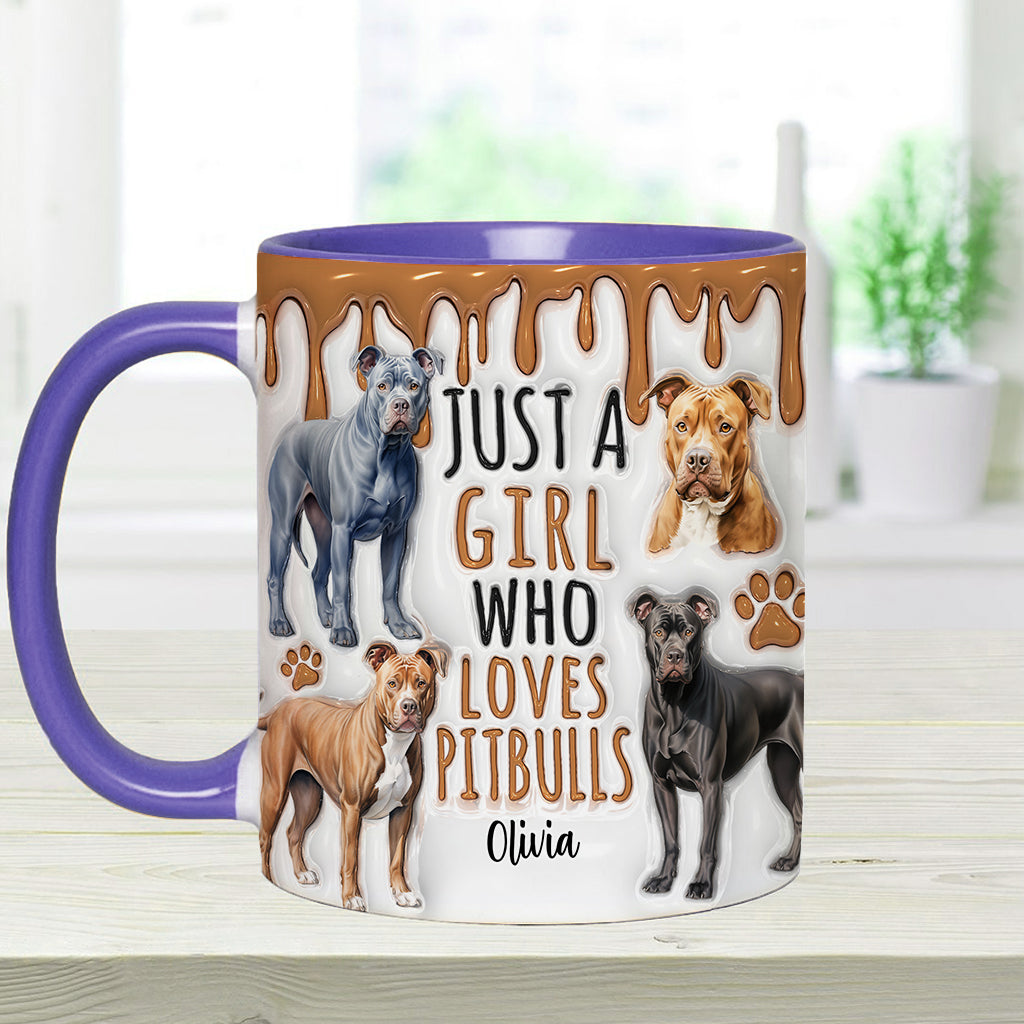 Just A Girl Who Loves Pitbulls - Personalized Pitbull Accent Mug