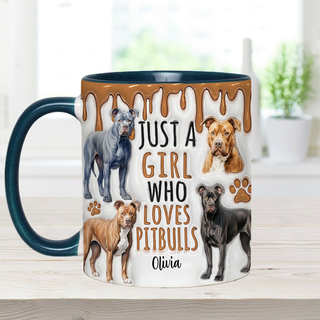 Just A Girl Who Loves Pitbulls - Personalized Pitbull Accent Mug