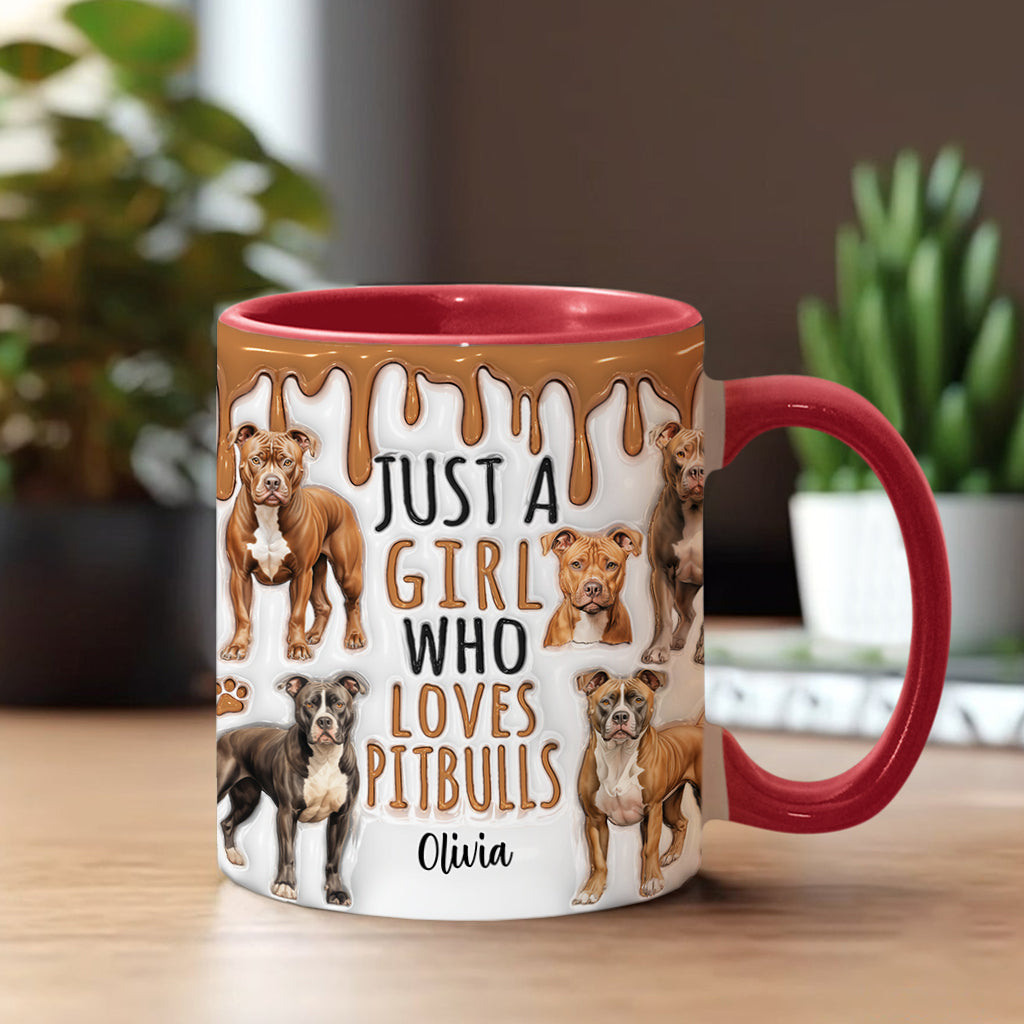 Just A Girl Who Loves Pitbulls - Personalized Pitbull Accent Mug