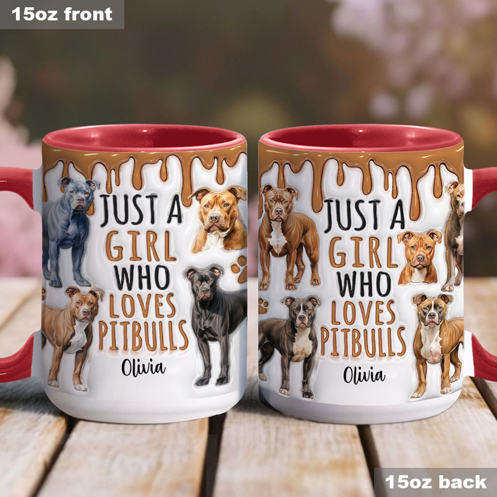 Just A Girl Who Loves Pitbulls - Personalized Pitbull Accent Mug