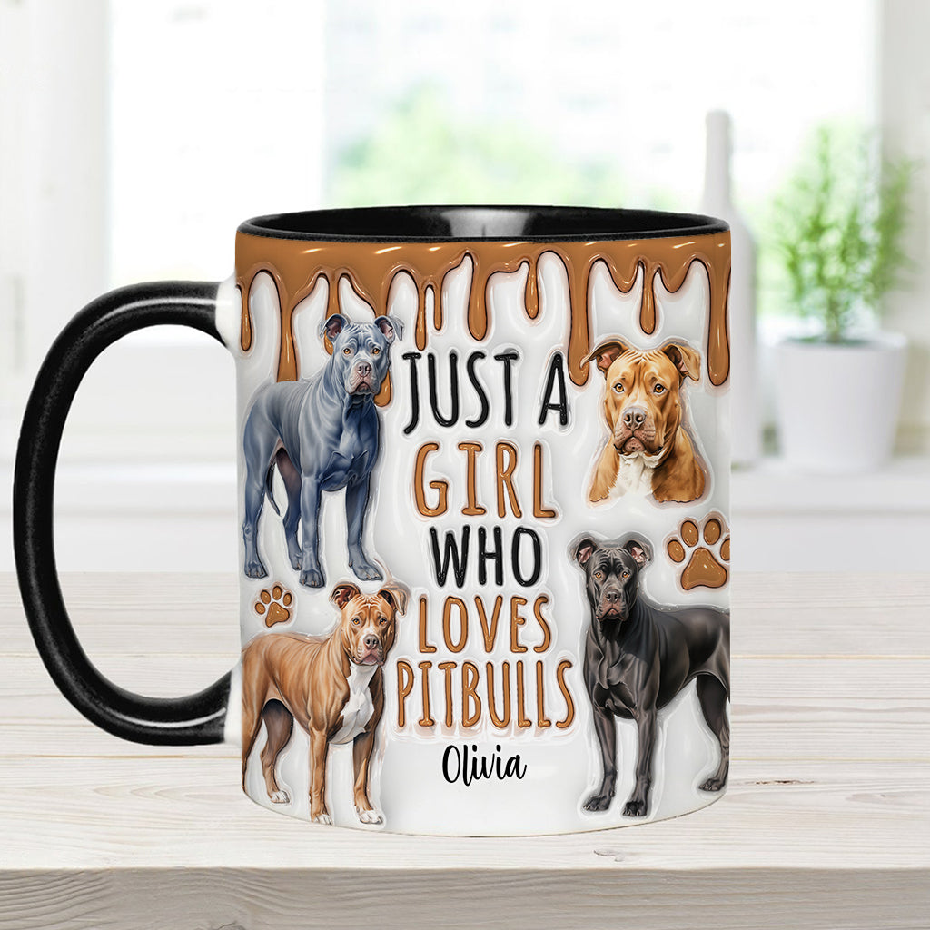 Just A Girl Who Loves Pitbulls - Personalized Pitbull Accent Mug