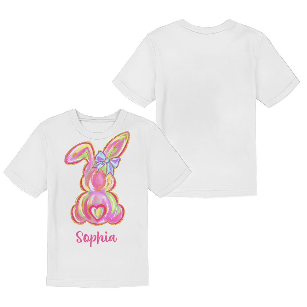 Colorful Brushstroke Easter Bunnies - Personalized Kid T-shirt & Shorts