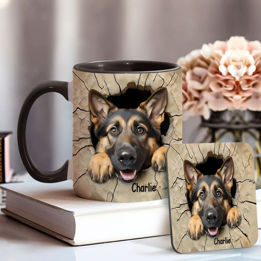Adorable German Shepherd - Personalized Dog Accent Mug