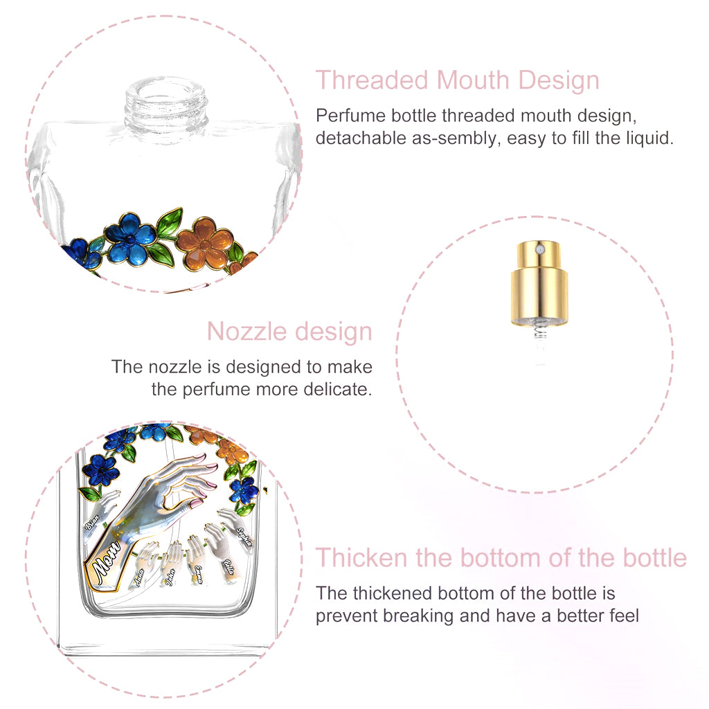 Mom And Kids Hands - Personalized Mother Refillable Perfume Bottle