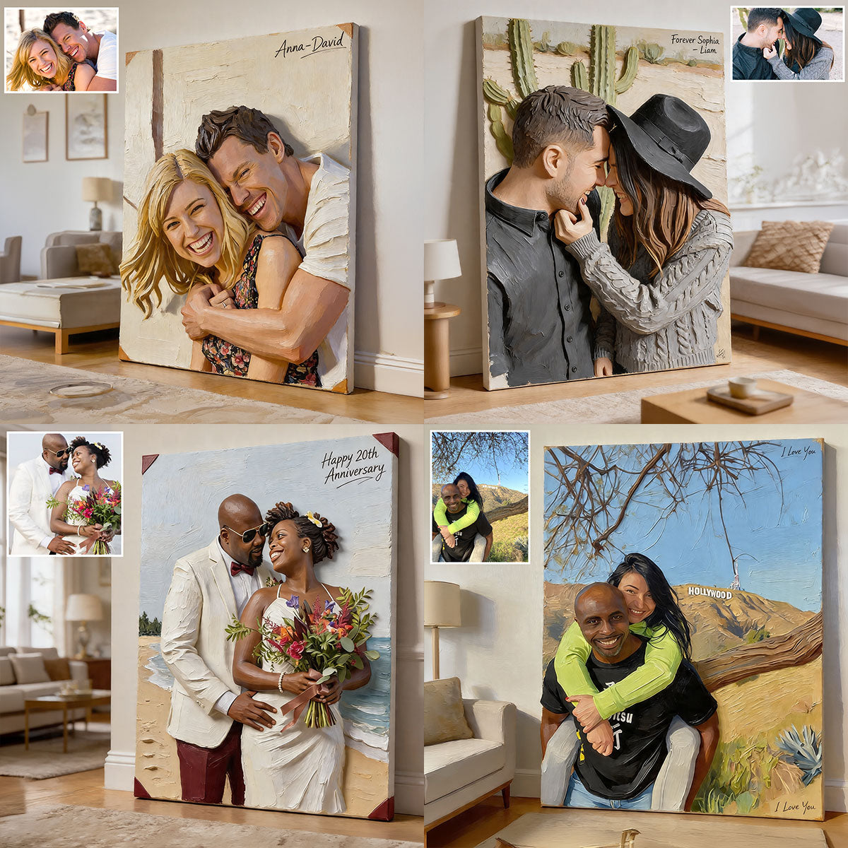 Ich liebe dich - Personalisierte Paarleinwand und Poster