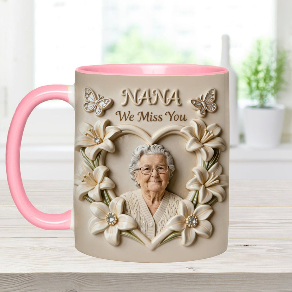 Custom Mug From Any Photo, Birth Flower, Flower Custom, Gift For Her/ Mother/ Grandma... - Personalized Grandma Accent Mug