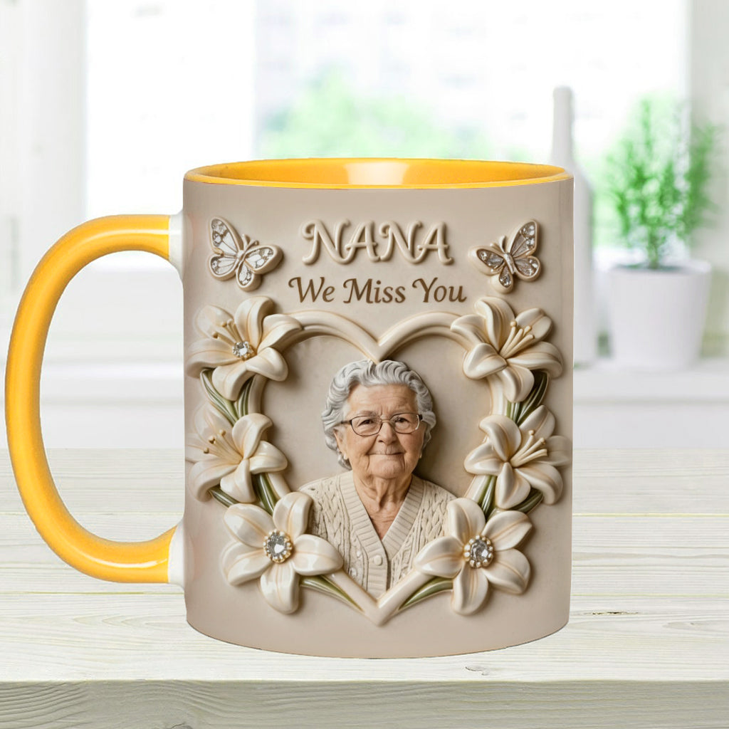 Custom Mug From Any Photo, Birth Flower, Flower Custom, Gift For Her/ Mother/ Grandma... - Personalized Grandma Accent Mug