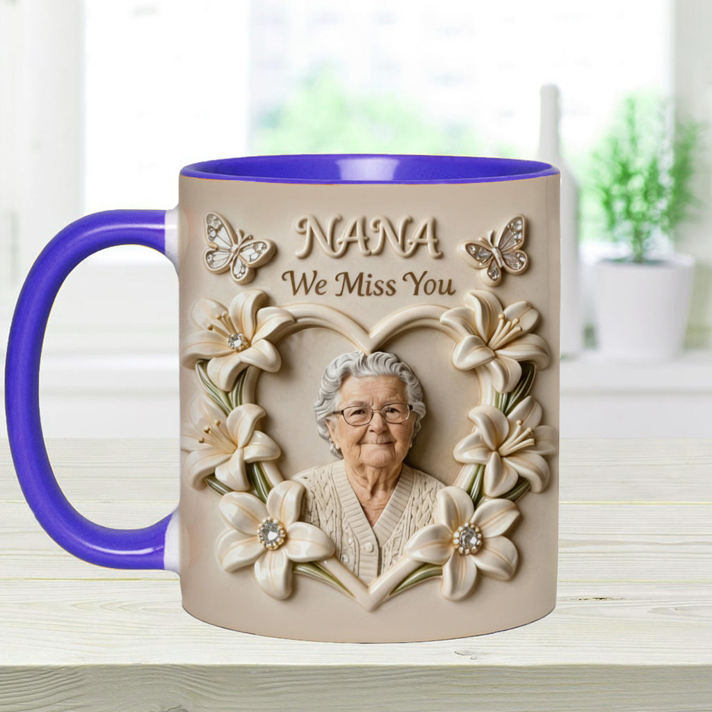 Custom Mug From Any Photo, Birth Flower, Flower Custom, Gift For Her/ Mother/ Grandma... - Personalized Grandma Accent Mug