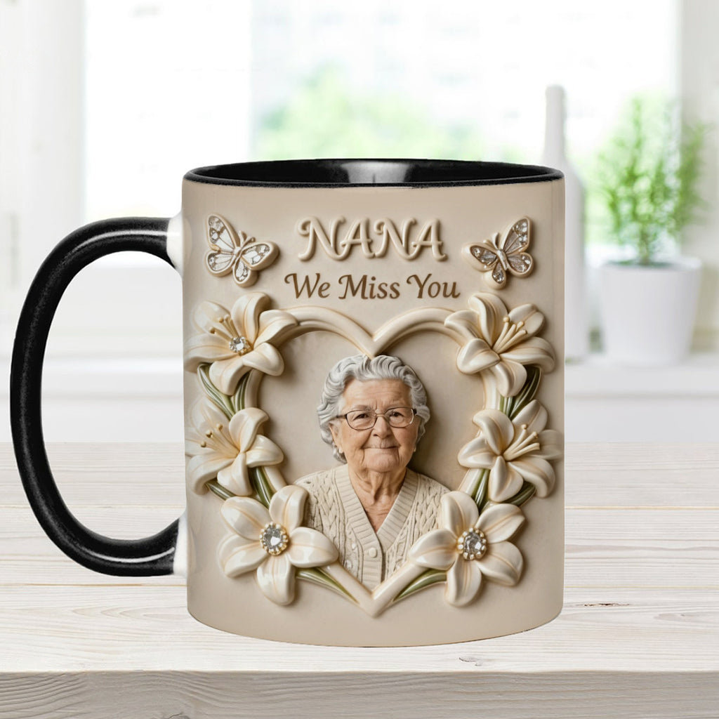 Custom Mug From Any Photo, Birth Flower, Flower Custom, Gift For Her/ Mother/ Grandma... - Personalized Grandma Accent Mug