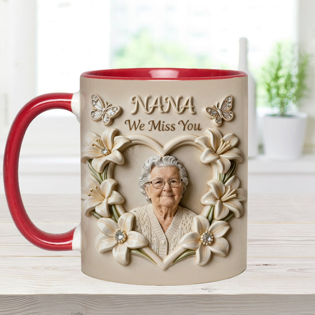 Custom Mug From Any Photo, Birth Flower, Flower Custom, Gift For Her/ Mother/ Grandma... - Personalized Grandma Accent Mug