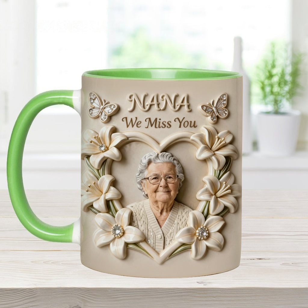 Custom Mug From Any Photo, Birth Flower, Flower Custom, Gift For Her/ Mother/ Grandma... - Personalized Grandma Accent Mug