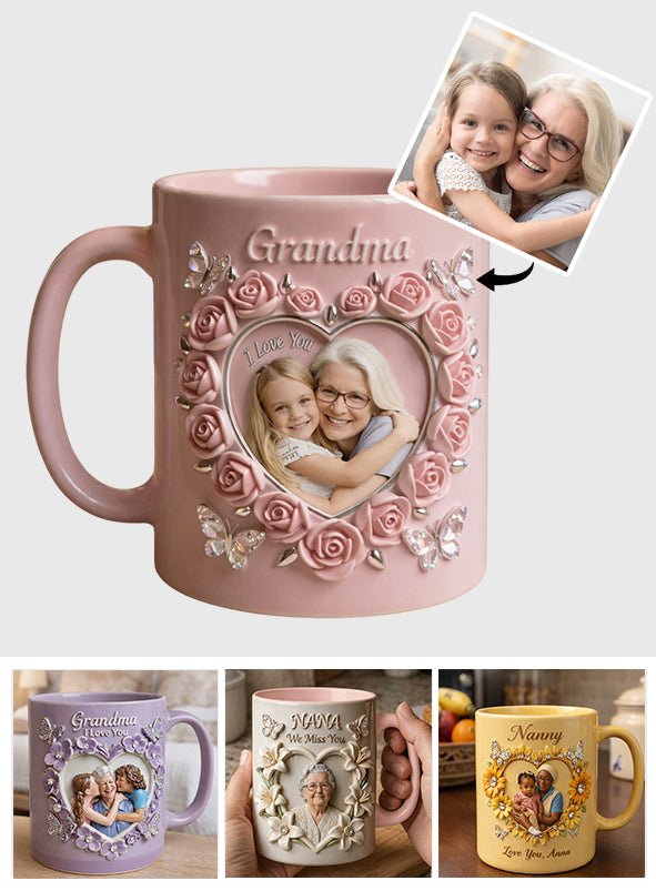 Custom Mug From Any Photo, Birth Flower, Flower Custom, Gift For Her/ Mother/ Grandma... - Personalized Grandma Accent Mug