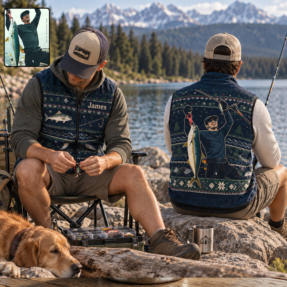 Gone Fishing - Personalized Fishing Flannel Fleece Vest