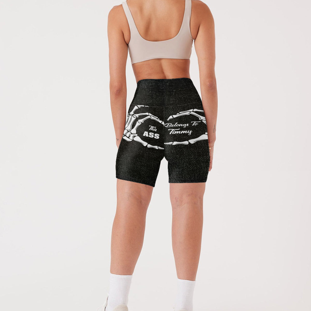 Funny Gift Fot Her - Personalized Couple High-Waisted Biker Shorts