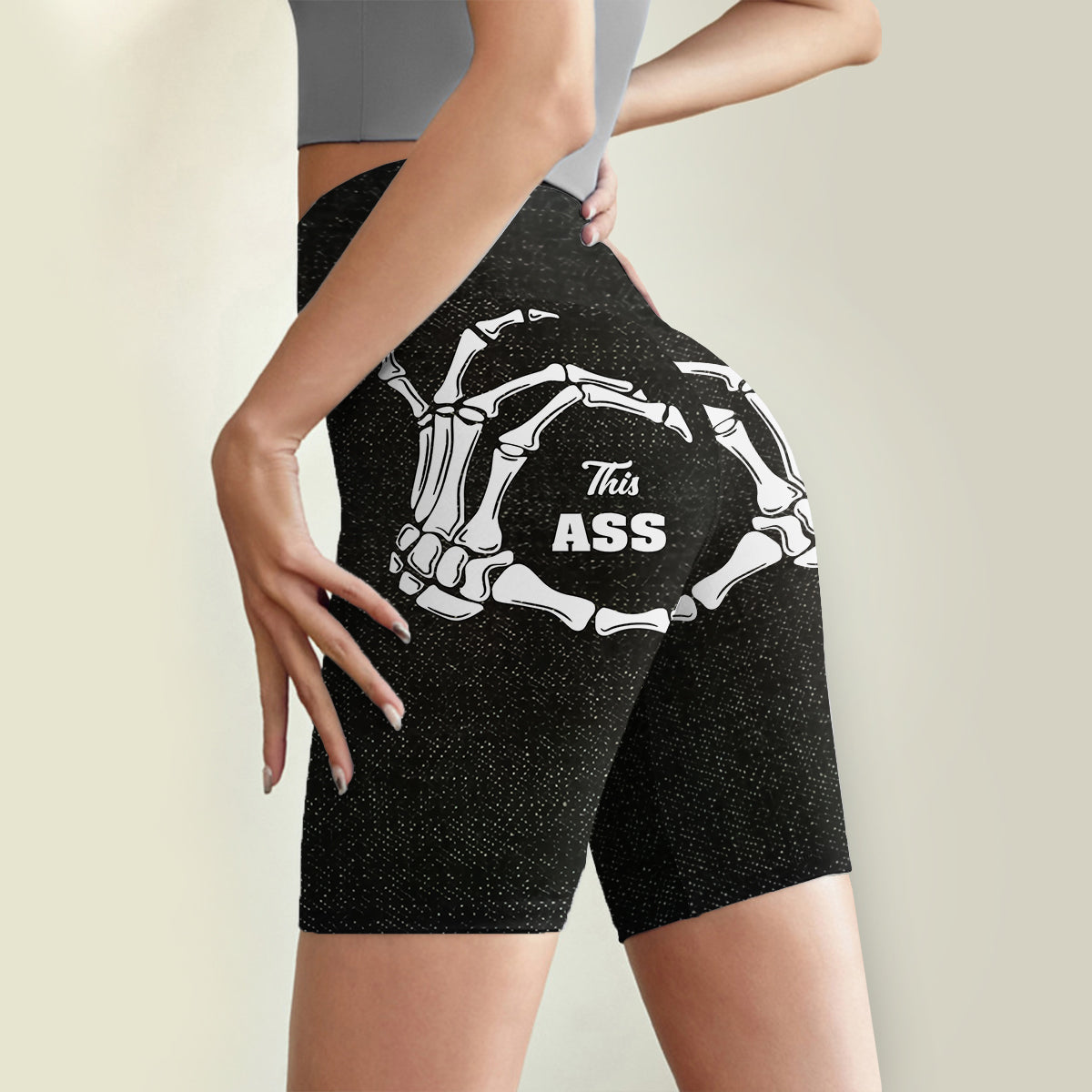 Funny Gift Fot Her - Personalized Couple High-Waisted Biker Shorts