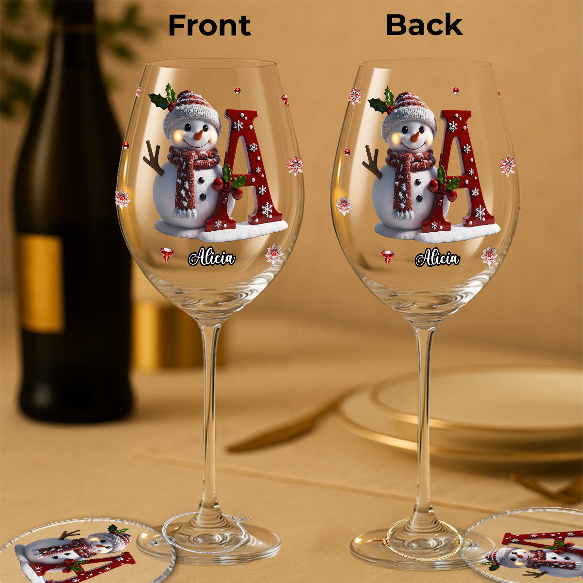 Merry Christmas - Personalized Family Wine Glass With Long Stem