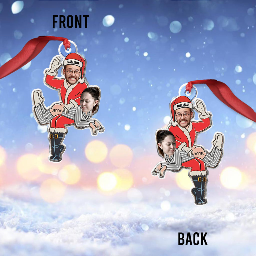 Naughty Santa & Partner - Personalized Couple Custom Shaped Ornament