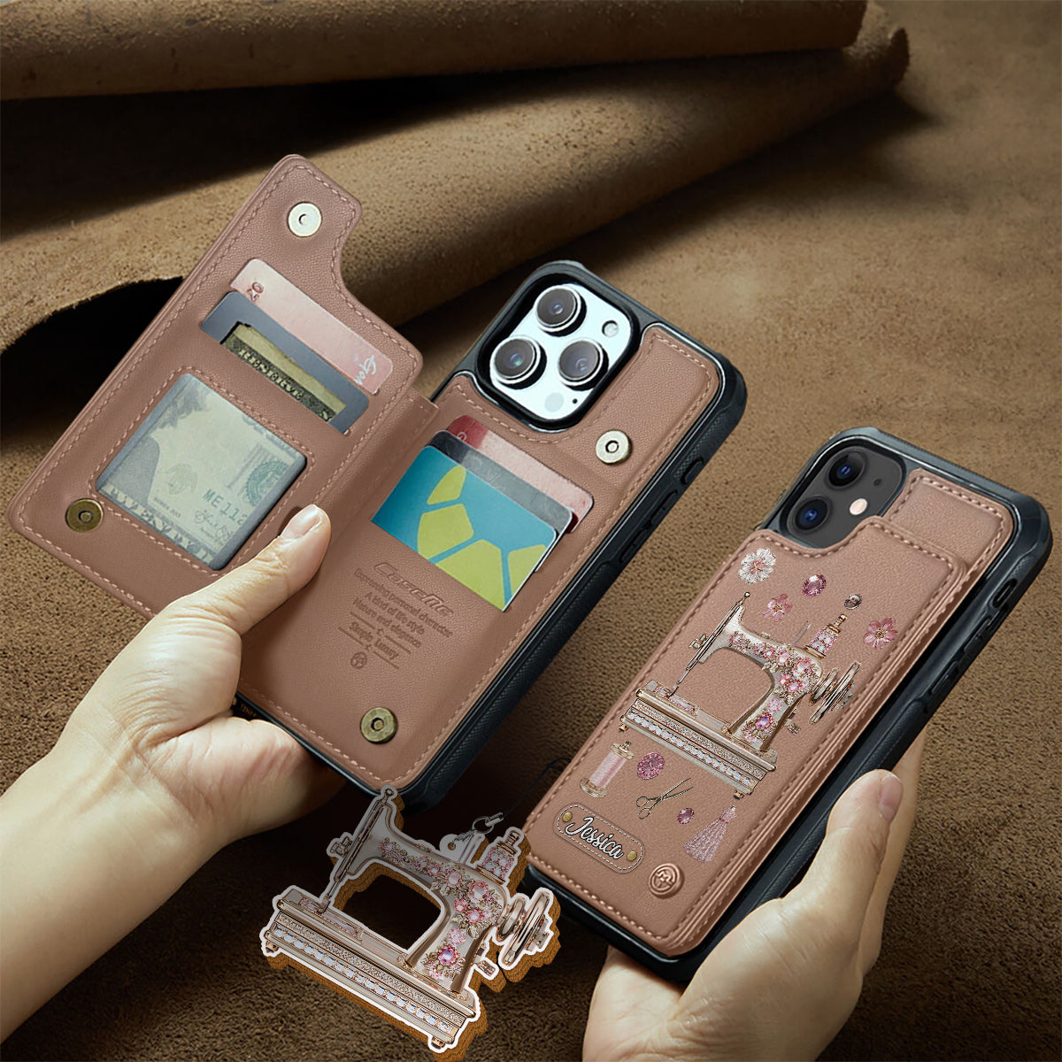 Beautiful Sewing Machine - Personalized Sewing Wallet Phone Case