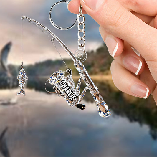 Fishing Rod - Personalized Fishing Keychain