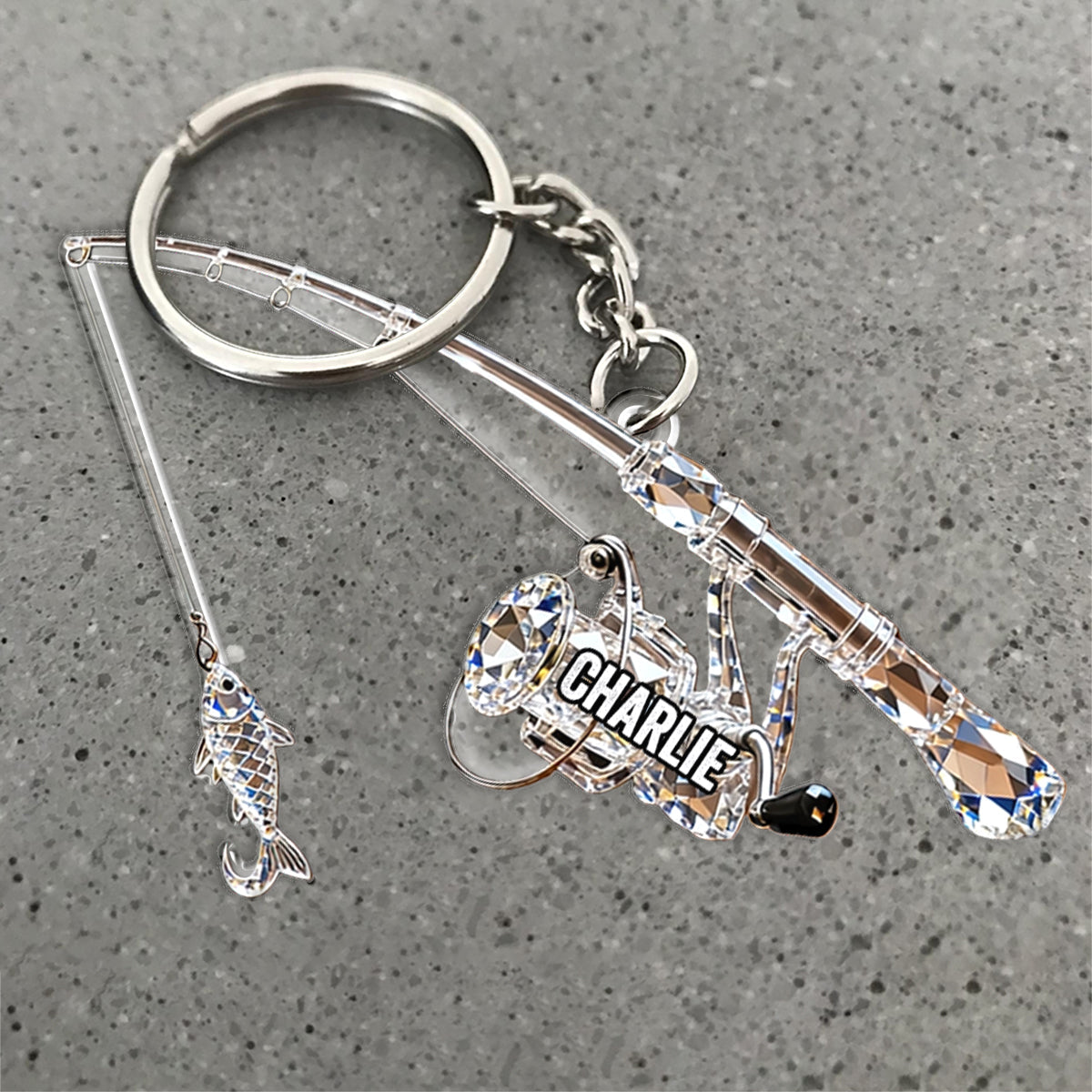 Fishing Rod - Personalized Fishing Keychain