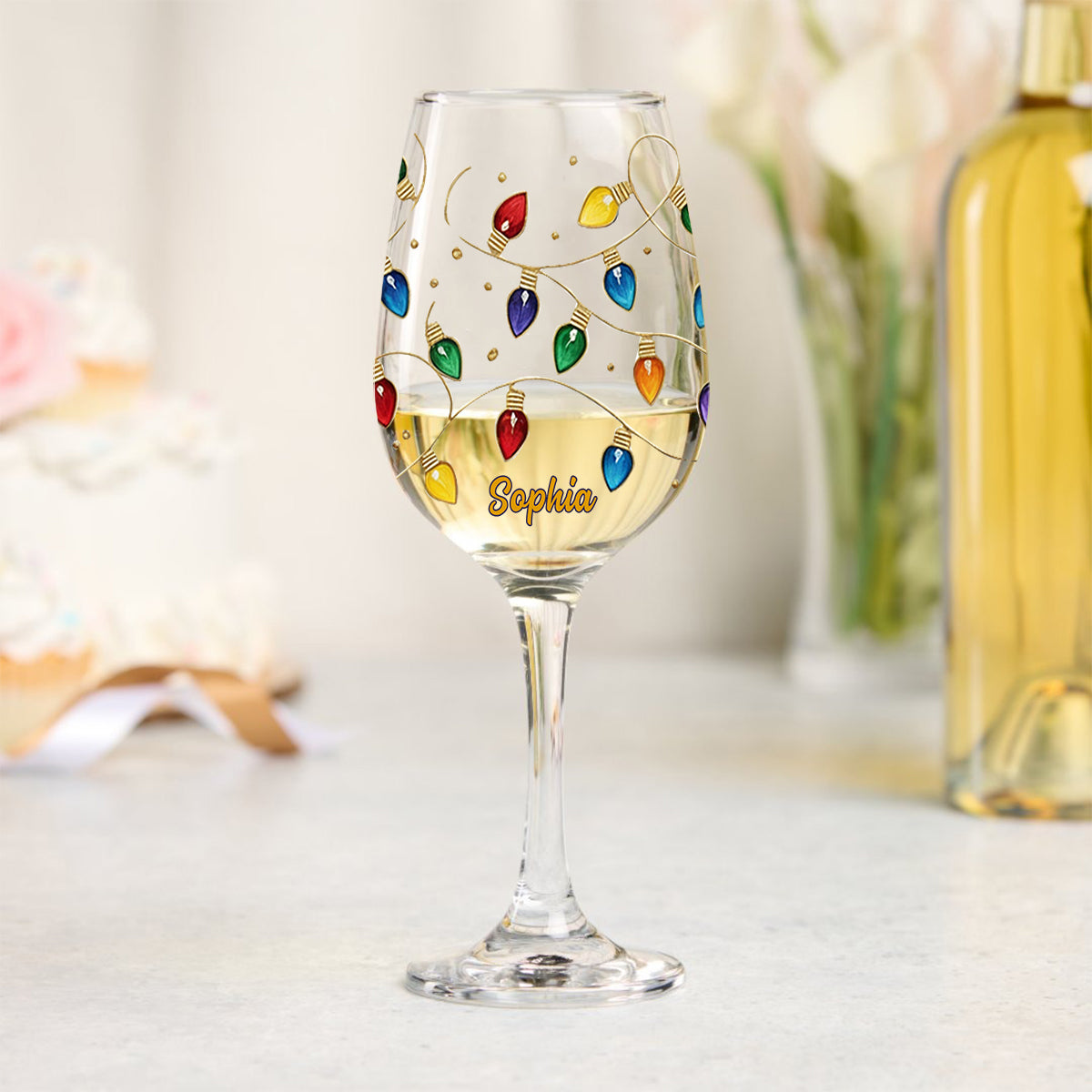 Toast To Family, Love, And Timeless Holiday Memories - Personalized Family Wine Glass With Long Stem