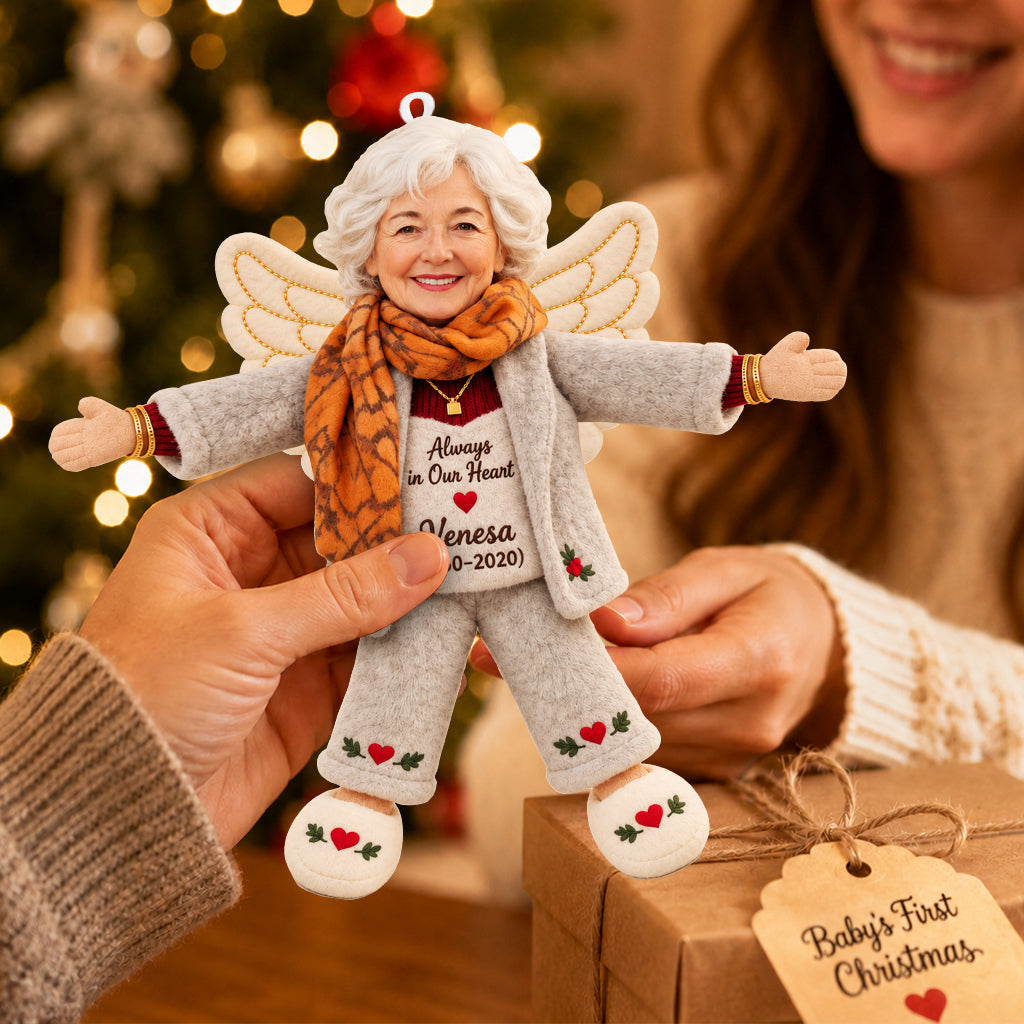 Memorial Gift, Christmas Gift - Personalized Memorial Poseable Doll Ornament