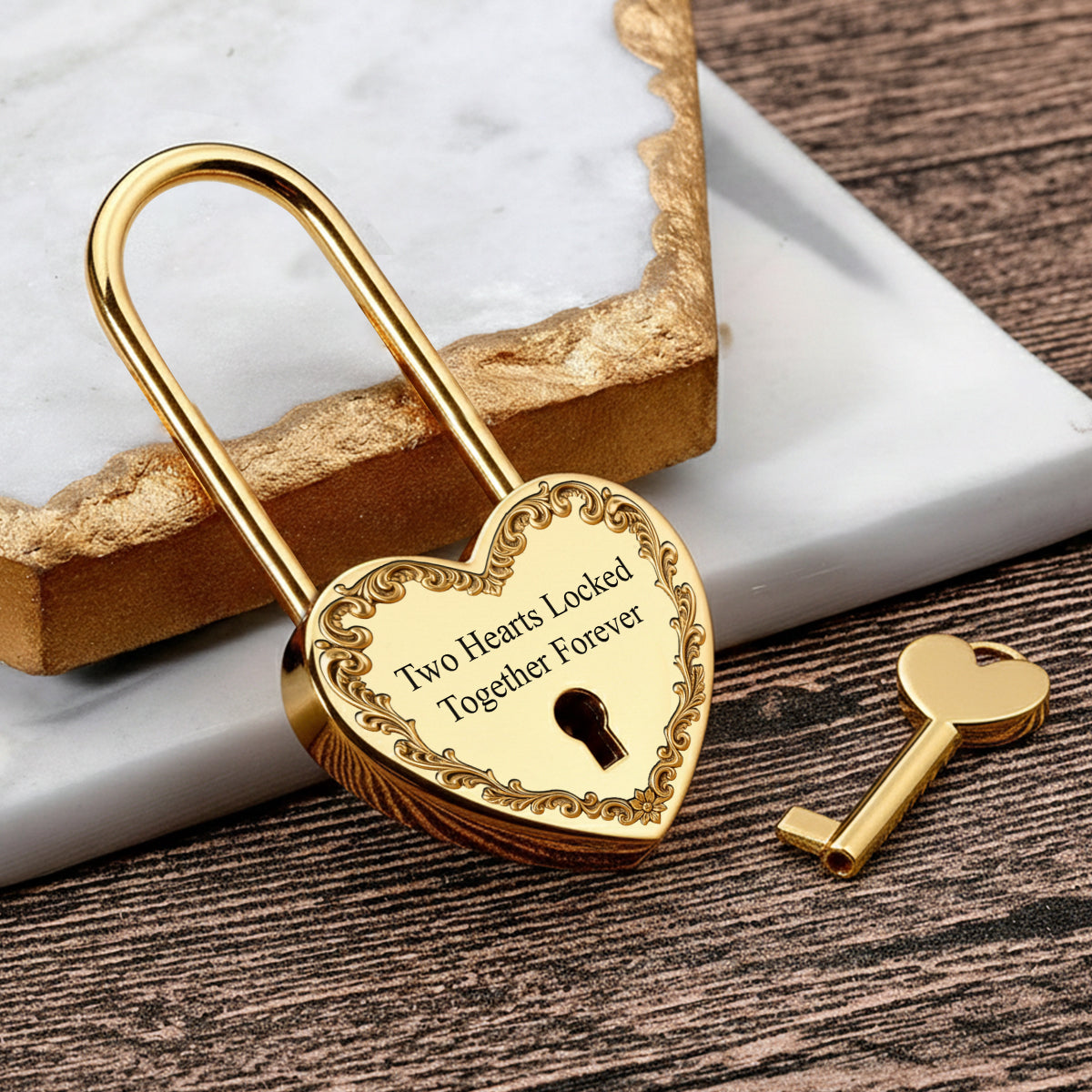 Deux cœurs unis pour toujours - Cadenas en forme de cœur personnalisé pour couple