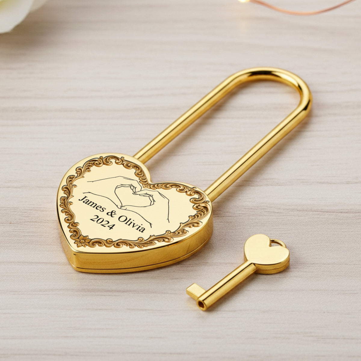 Deux cœurs unis pour toujours - Cadenas en forme de cœur personnalisé pour couple