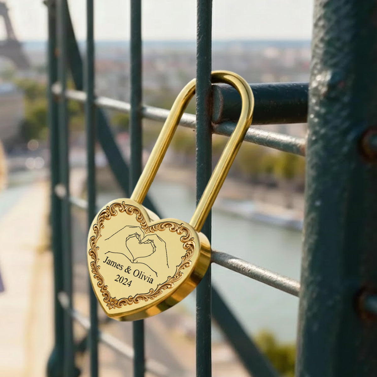 Deux cœurs unis pour toujours - Cadenas en forme de cœur personnalisé pour couple