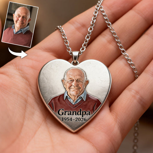 Always In My Heart - Personalized Memorial Shaped Metal Pendant Necklace