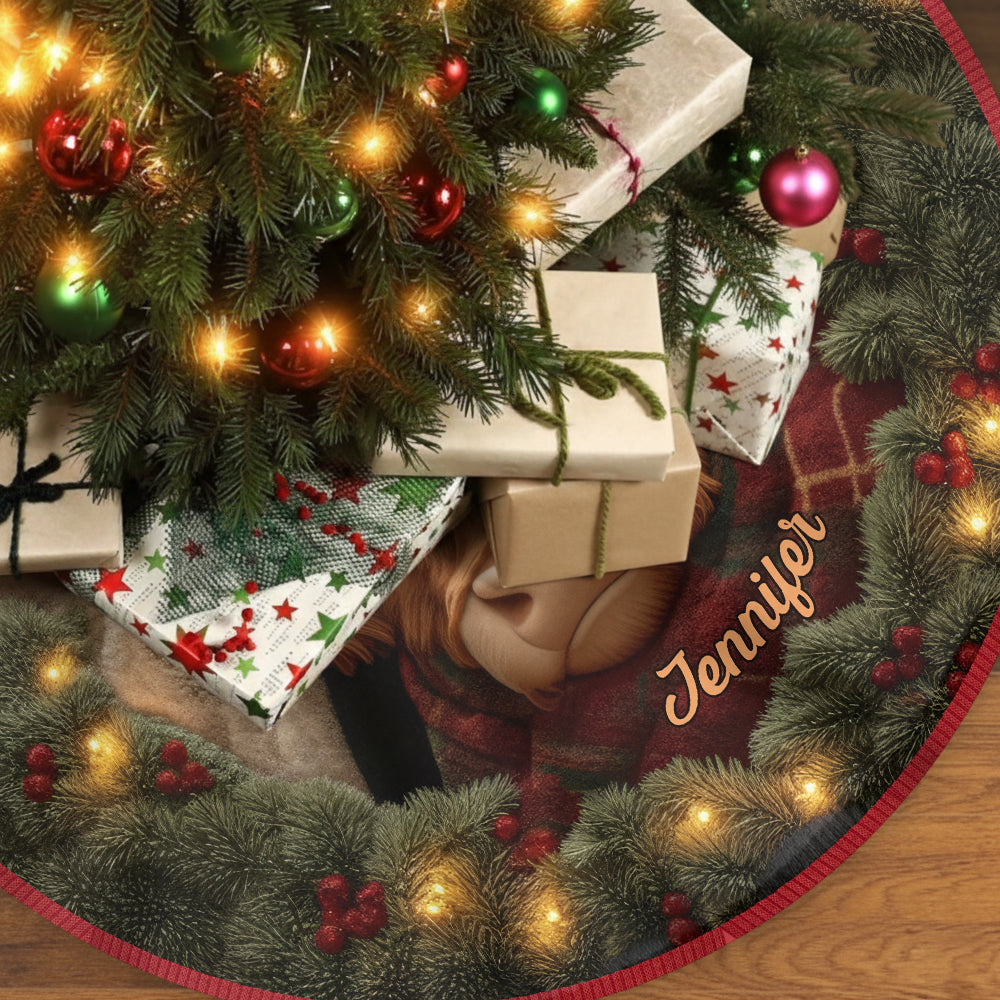 Highland Cow Christmas - Personalized Highland Cow Shaped Tree Skirt