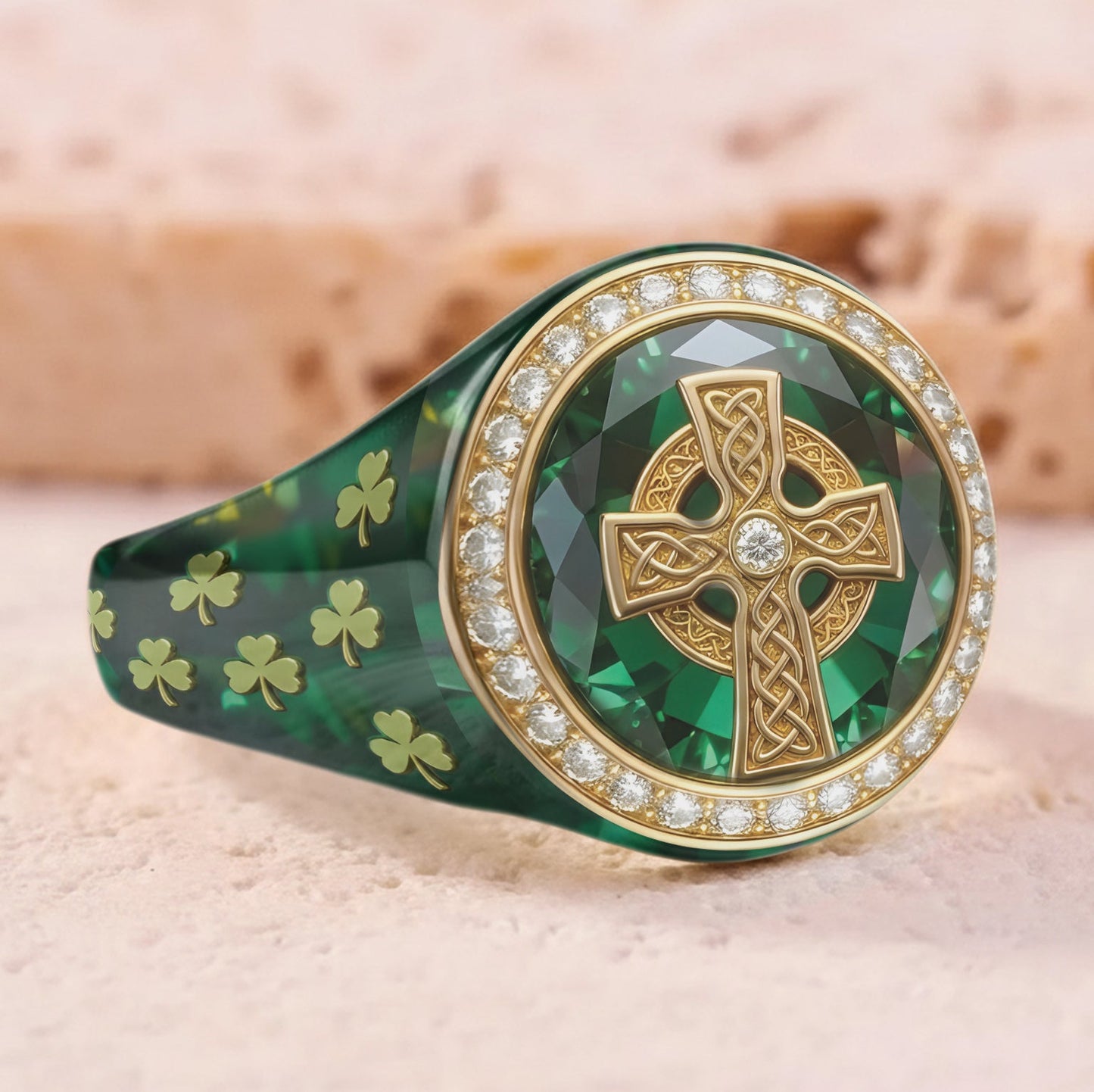 Irish Celtic Cross - Personalized Irish Signet Ring