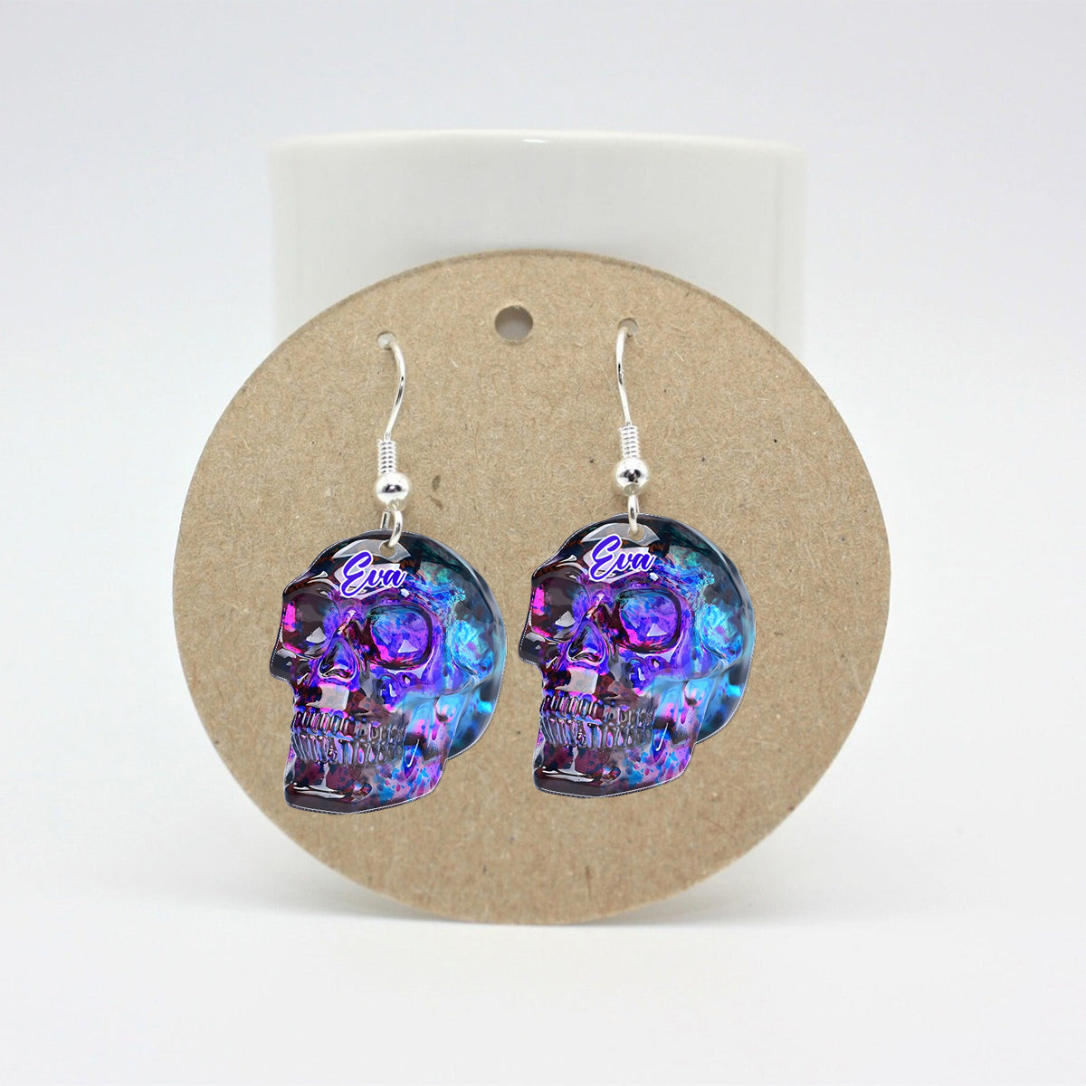 Aurora Borealis Skull - Personalized Skull Earrings
