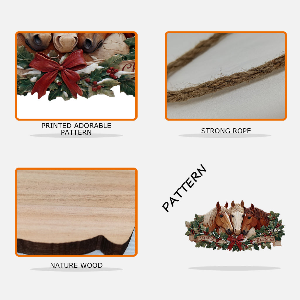 Cheval de Noël - Panneau en bois personnalisé en forme de cheval