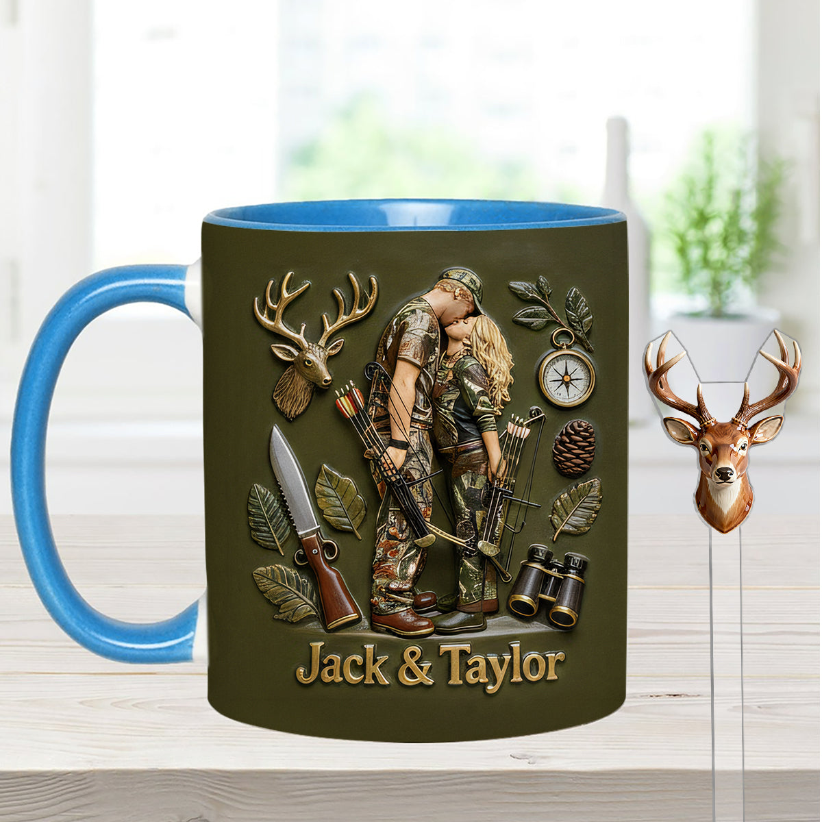 Custom From Any Photo - Personalized Hunting Set Accent Mug with Acrylic Stirrers