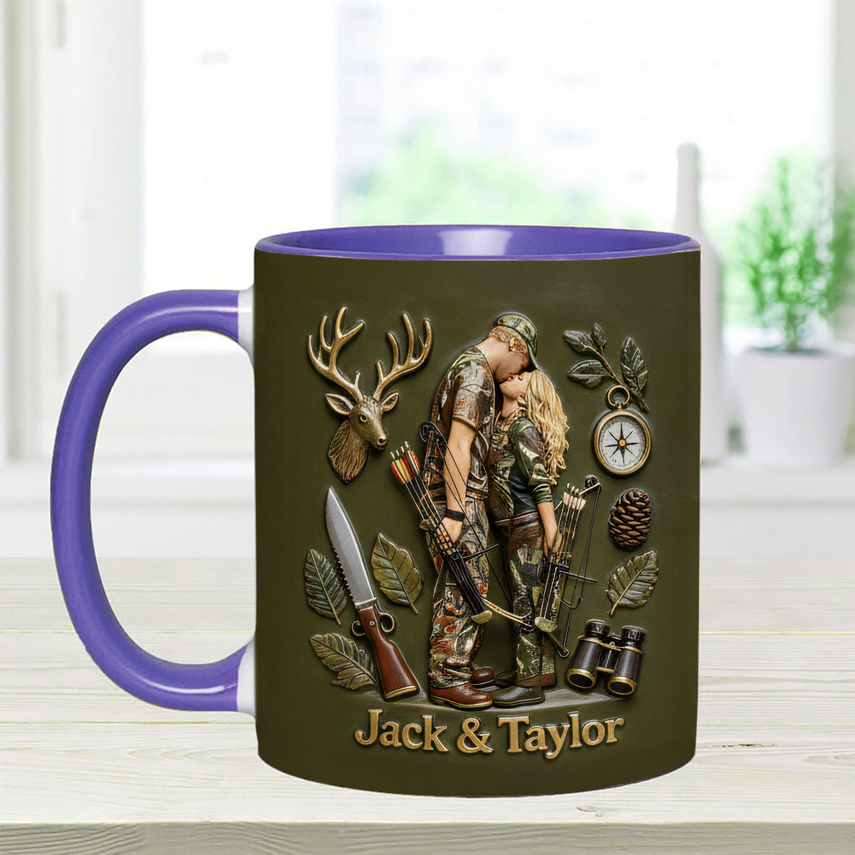 Custom From Any Photo - Personalized Hunting Set Accent Mug with Acrylic Stirrers
