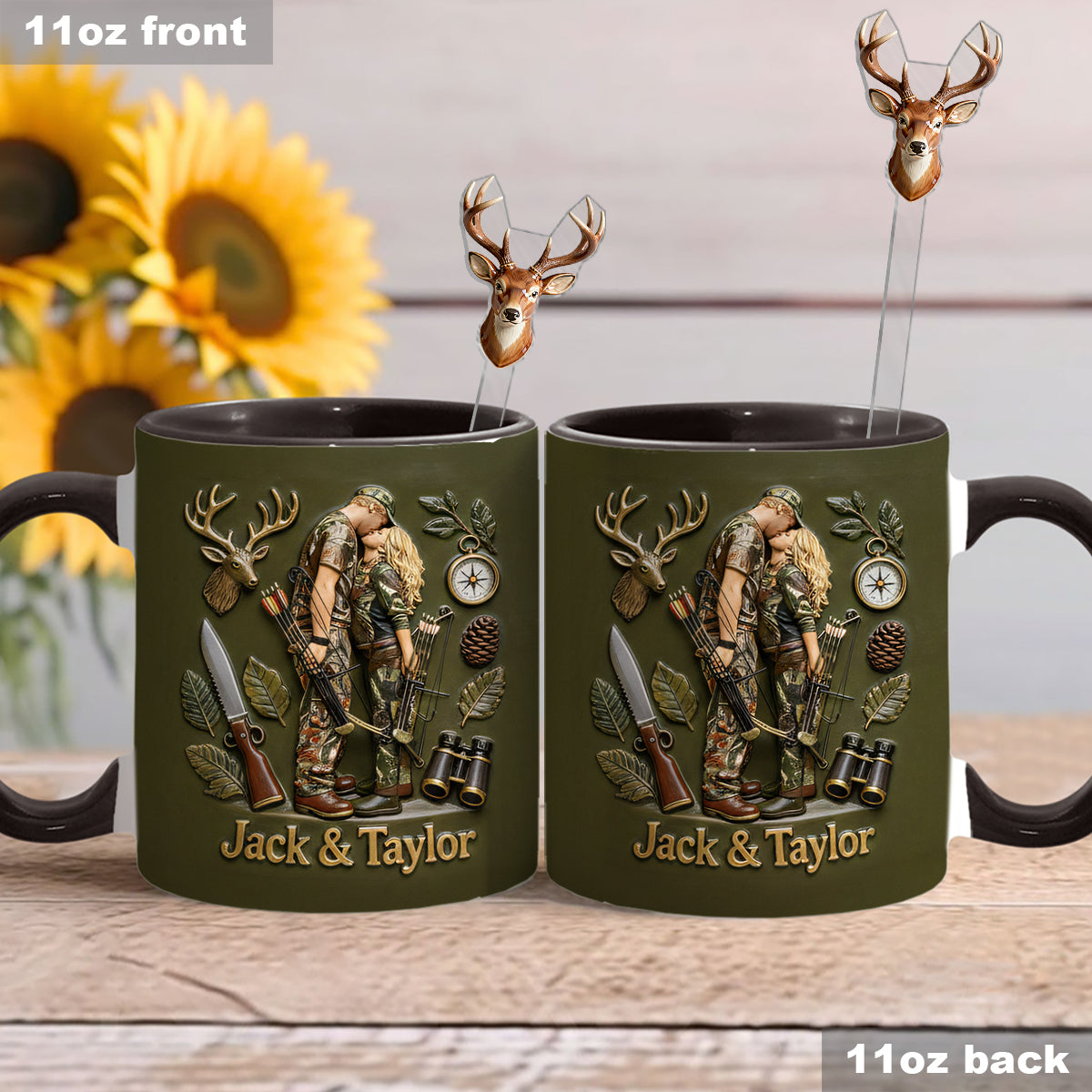 Custom From Any Photo - Personalized Hunting Set Accent Mug with Acrylic Stirrers