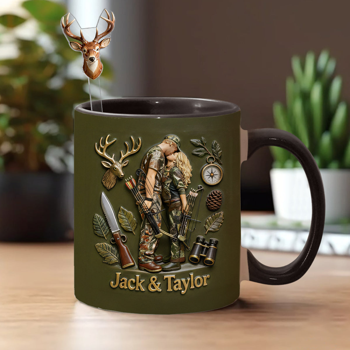 Custom From Any Photo - Personalized Hunting Set Accent Mug with Acrylic Stirrers