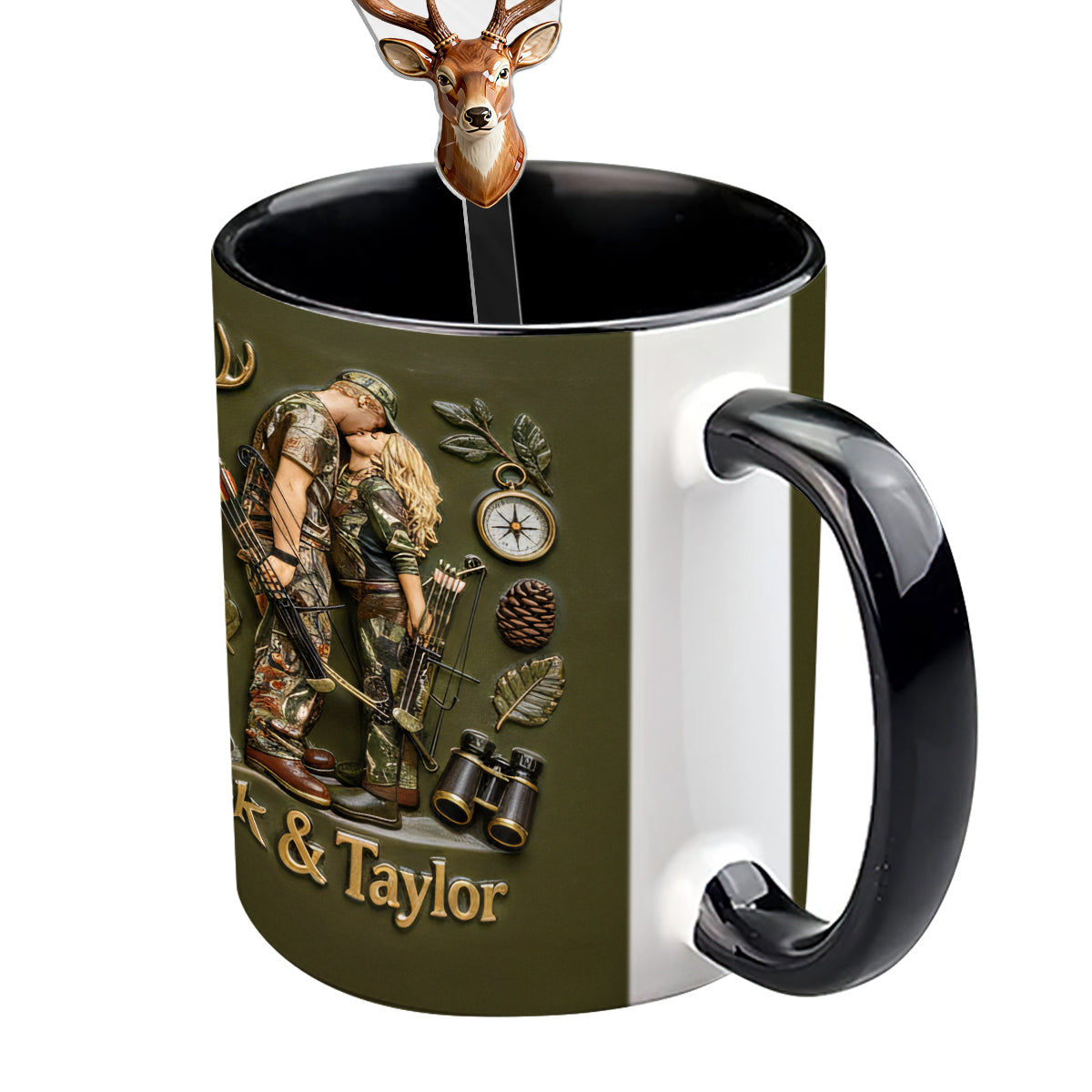 Custom From Any Photo - Personalized Hunting Set Accent Mug with Acrylic Stirrers