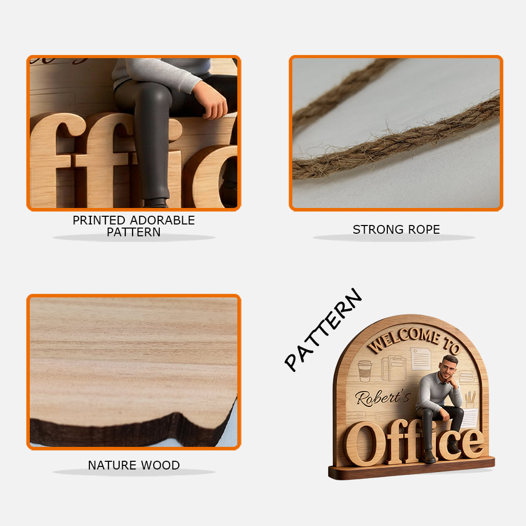 Mon bureau - Panneau en bois personnalisé pour un collègue