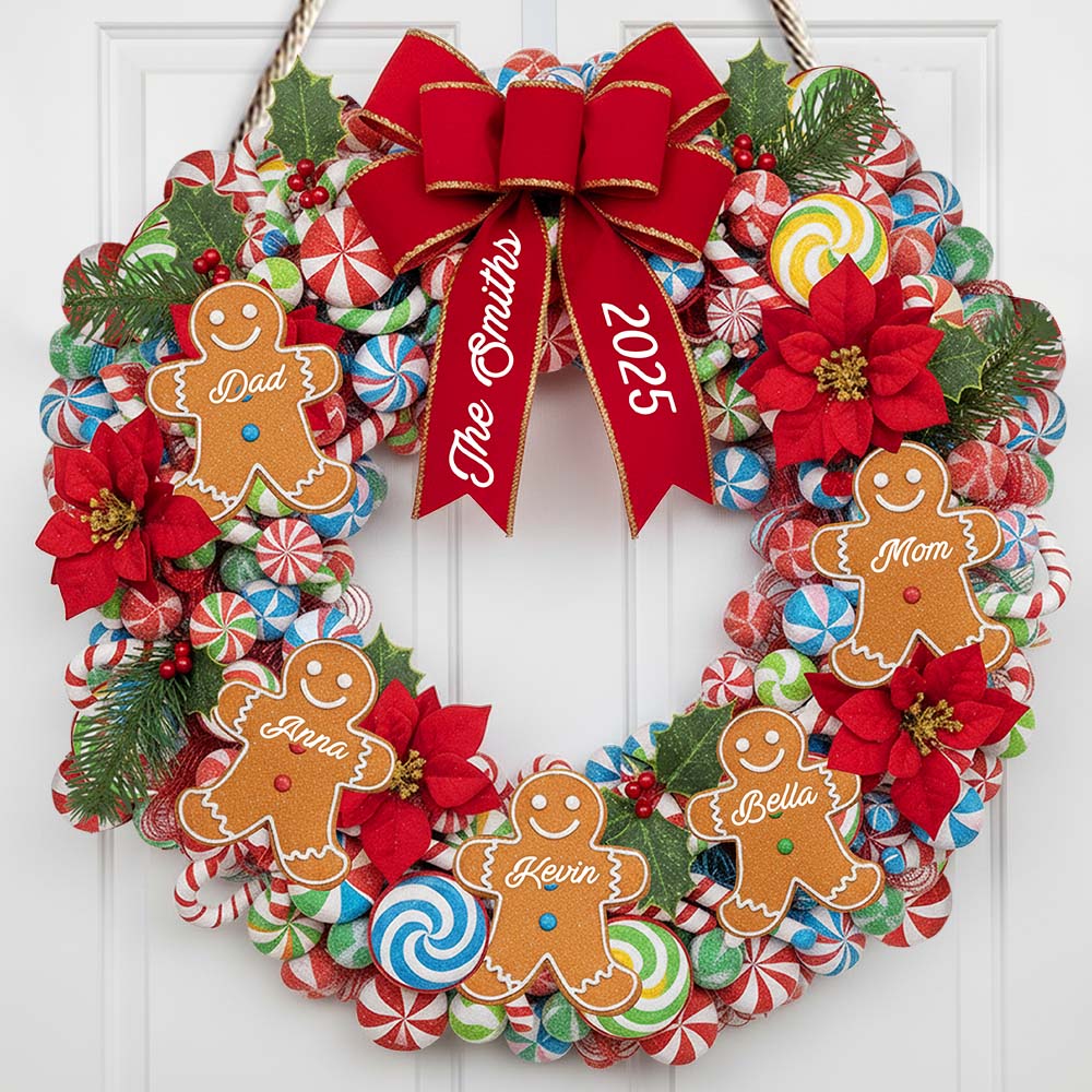 Gingerbread Family - Personalized Family Custom Shaped Wood Sign