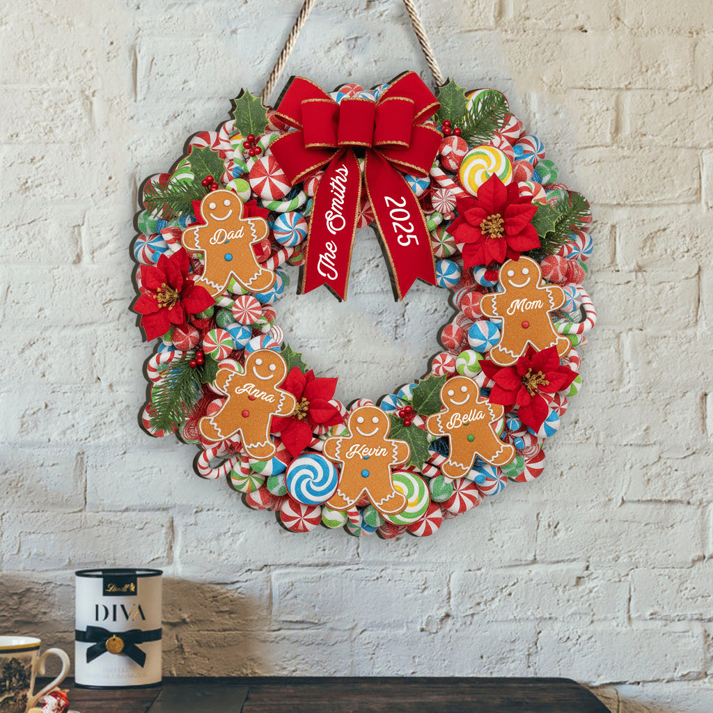 Gingerbread Family - Personalized Family Custom Shaped Wood Sign