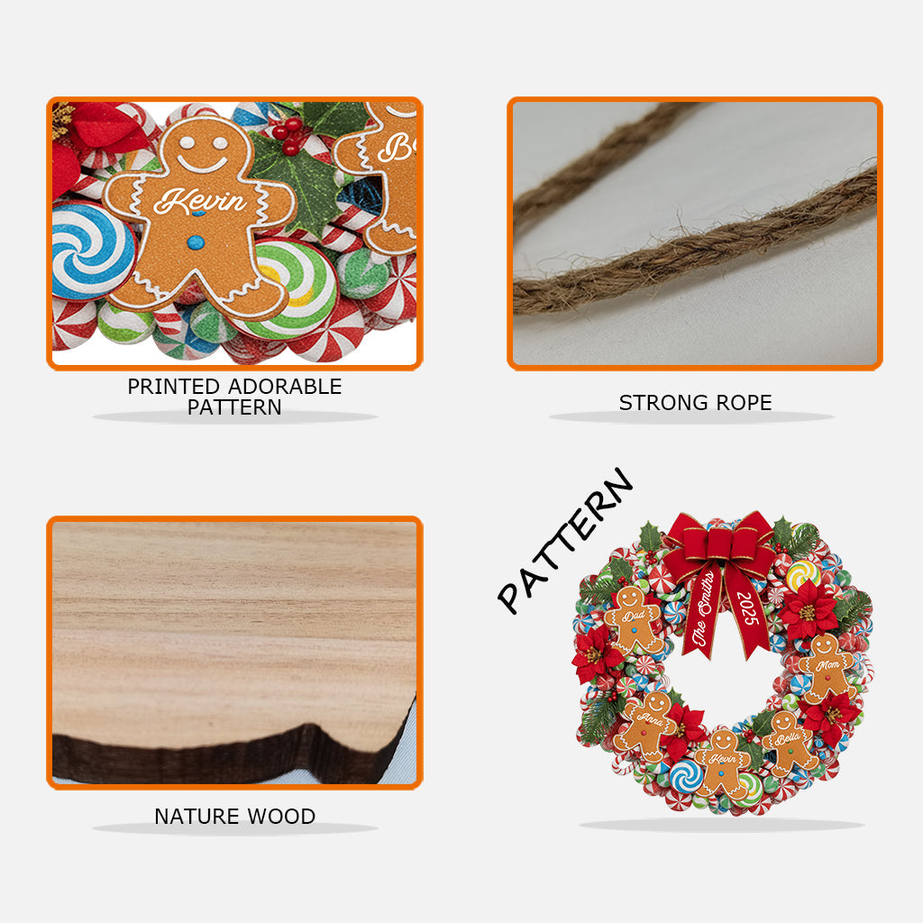 Gingerbread Family - Personalized Family Custom Shaped Wood Sign