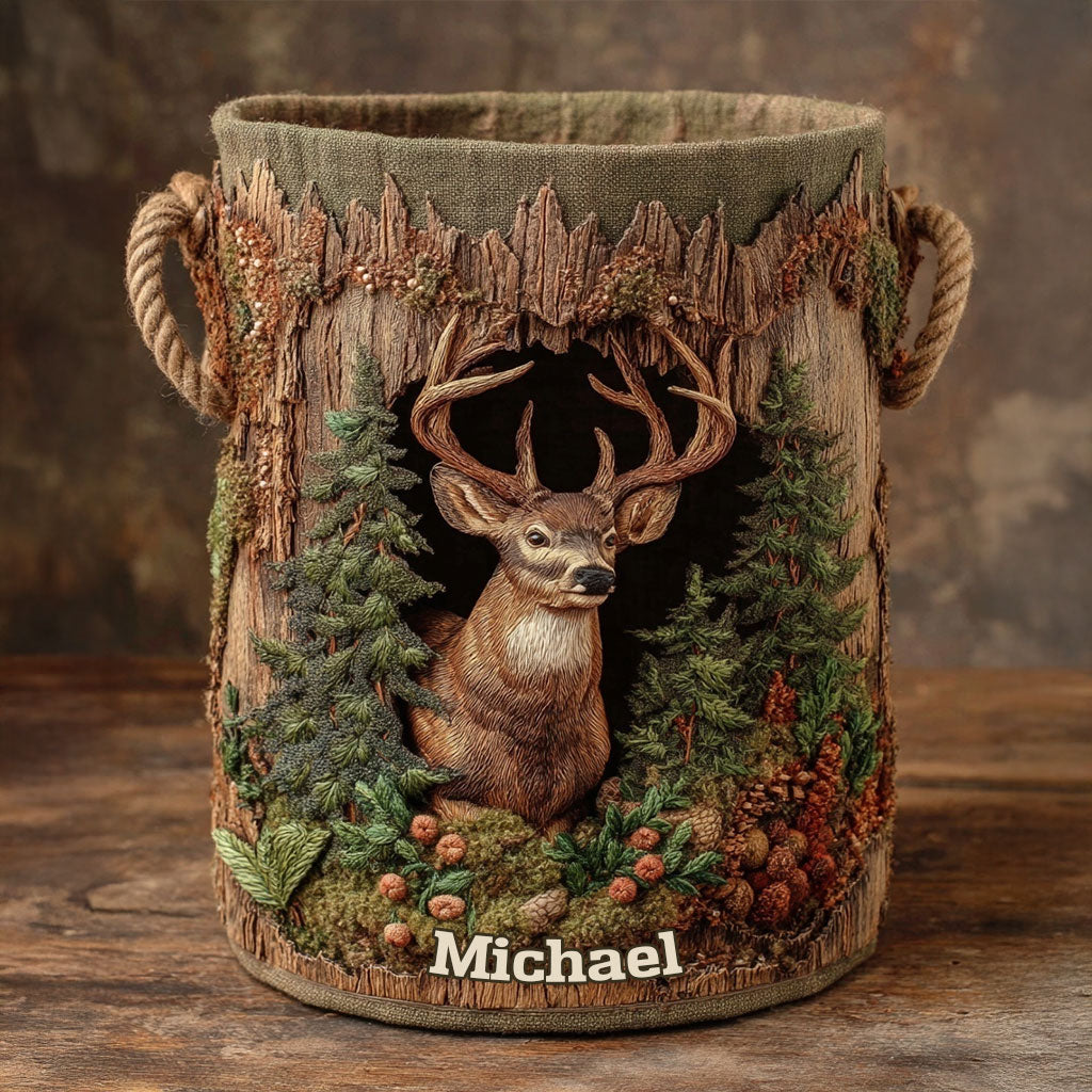 Deer Scene - Personalized Hunting Storage Basket