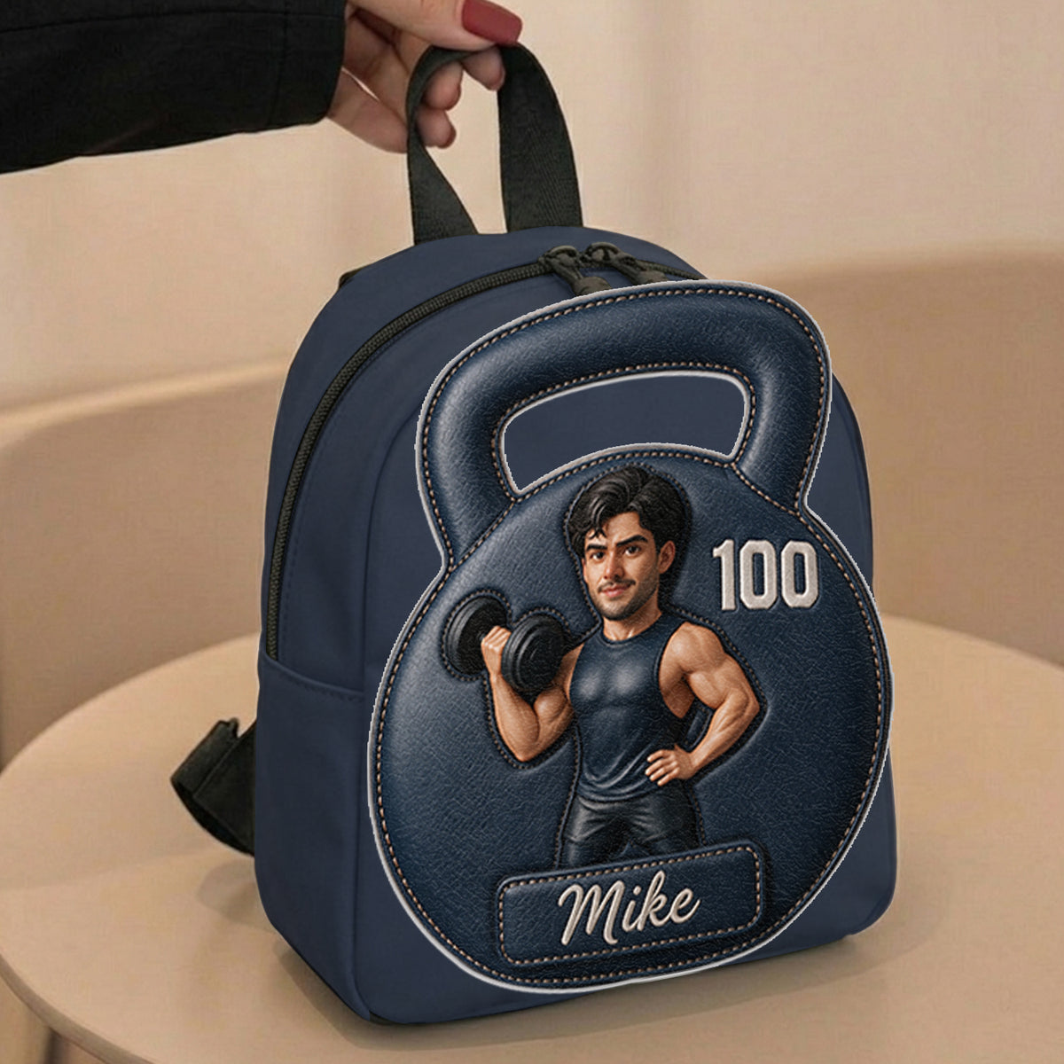 No Pain No Gain - Personalized Fitness Changeable Leather Patch Backpack